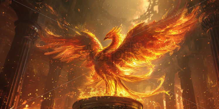 A phoenix bird standing on a pedestal - Starpik Stock