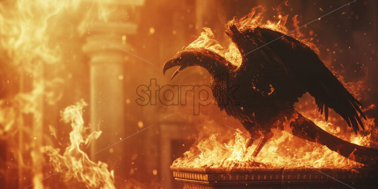 A phoenix bird standing on a pedestal - Starpik Stock