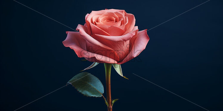 A pink rose on a dark blue background - Starpik Stock