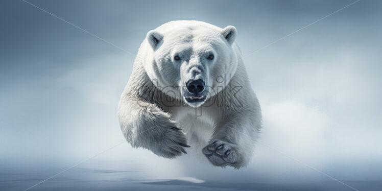 A polar bear runs in the snow - Starpik Stock