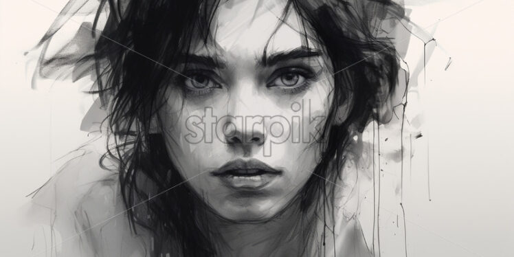 A portrait sketch of a sad girl - Starpik Stock