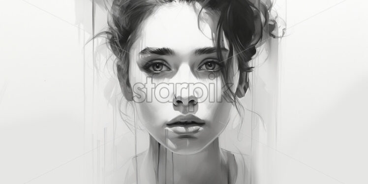 A portrait sketch of a sad girl - Starpik Stock