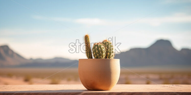 A potted cactus on the background of a truck - Starpik Stock