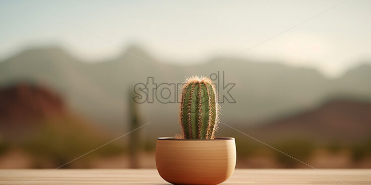 A potted cactus on the background of a truck - Starpik Stock