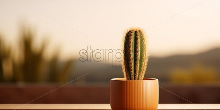 A potted cactus on the background of a truck - Starpik Stock