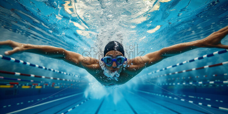 A professional swimmer in an Olympic pool - Starpik Stock