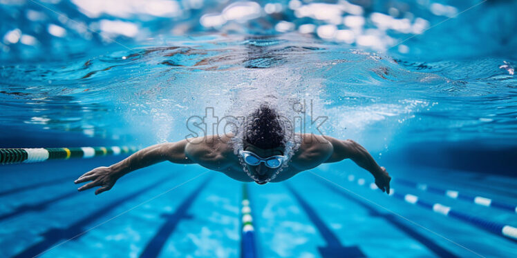 A professional swimmer in an Olympic pool - Starpik Stock