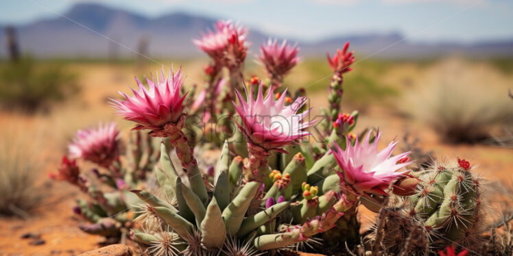 A rare desert bloom transforming the arid landscape with bursts of color - Starpik Stock