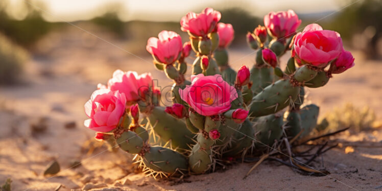 A rare desert bloom transforming the arid landscape with bursts of color - Starpik Stock