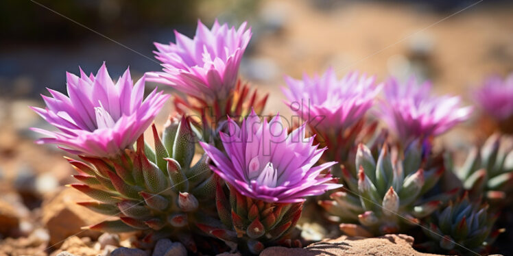 A rare desert bloom transforming the arid landscape with bursts of color - Starpik Stock