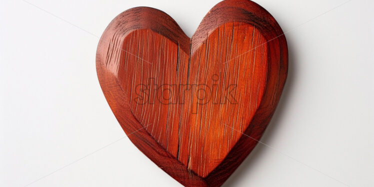 A red wooden heart on a white background - Starpik Stock