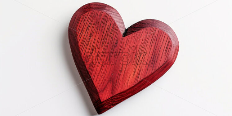 A red wooden heart on a white background - Starpik Stock