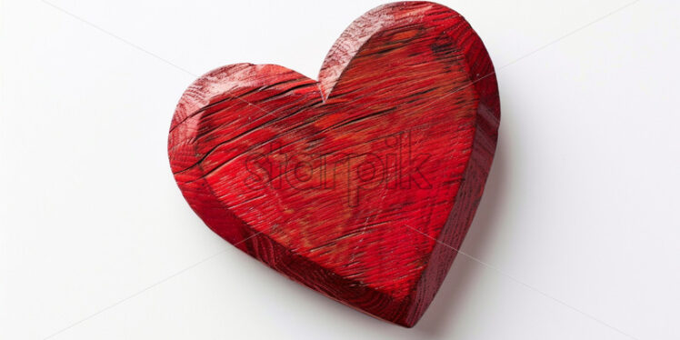 A red wooden heart on a white background - Starpik Stock