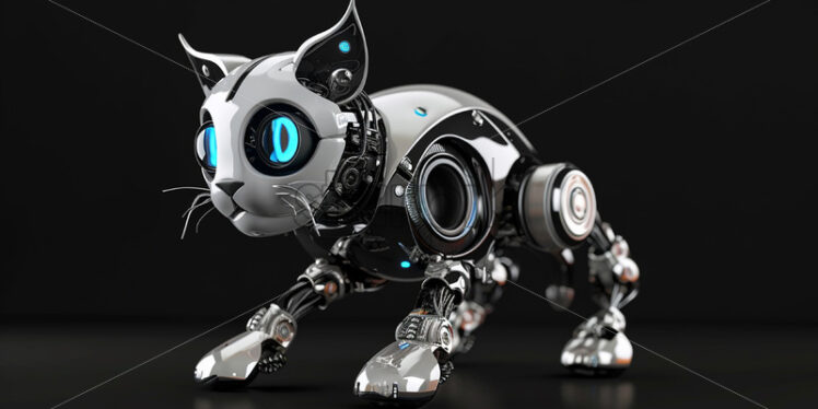 A robot cat on a black background - Starpik Stock