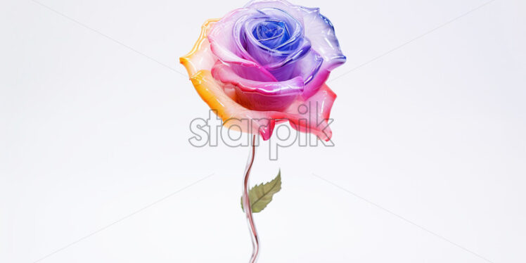 A rose created from colored glass on a white background - Starpik Stock