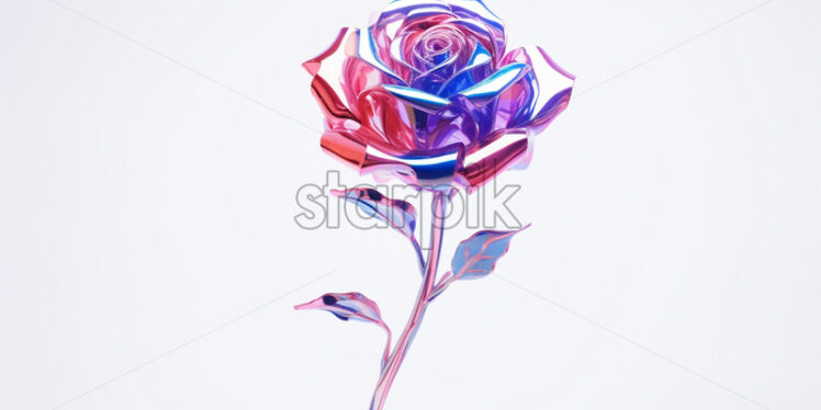 A rose created from colored glass on a white background - Starpik Stock