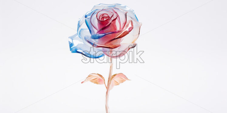 A rose created from colored glass on a white background - Starpik Stock