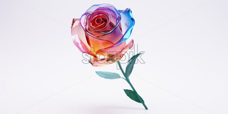 A rose created from colored glass on a white background - Starpik Stock