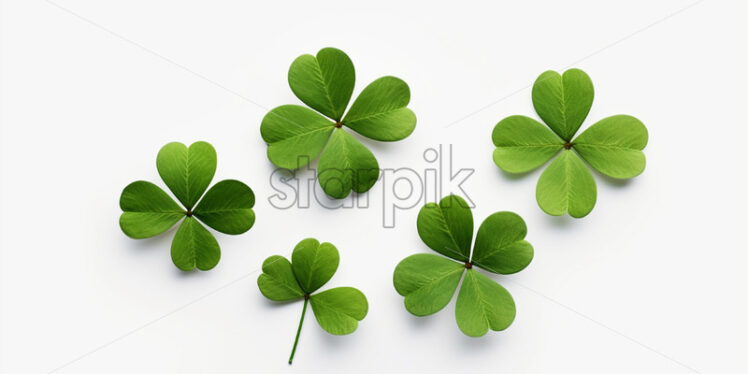 A set of clover leaves on a white background - Starpik Stock