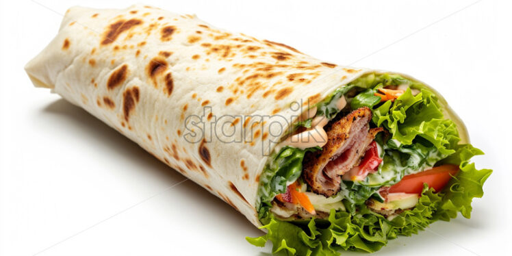 A shawarma sandwich on a white background - Starpik Stock