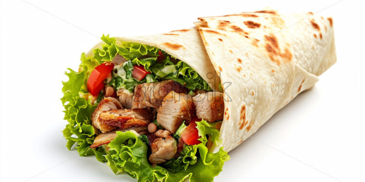 A shawarma sandwich on a white background - Starpik Stock