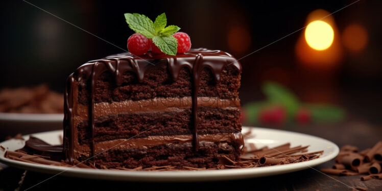 A slice of delicious chocolate cake - Starpik Stock