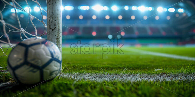 A soccer ball on a soccer field - Starpik Stock