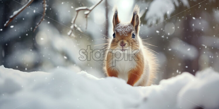 A squirrel in the forest in winter - Starpik Stock