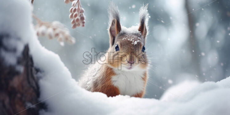 A squirrel in the forest in winter - Starpik Stock