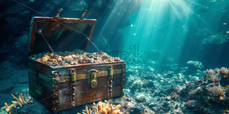 A treasure chest at the bottom of the sea - Starpik Stock