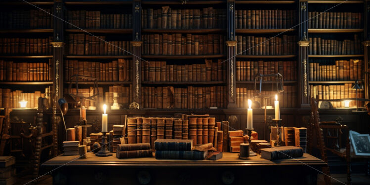 A vast old library with many books - Starpik Stock