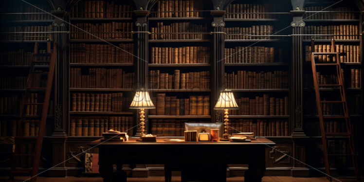 A vast old library with many books - Starpik Stock