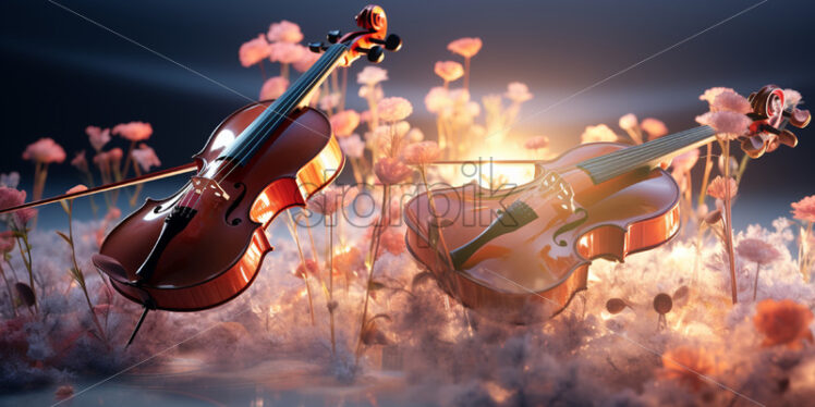 A violin in a wreath of flowers - Starpik Stock