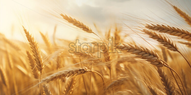 A wheat field waving in the wind, field background - Starpik Stock