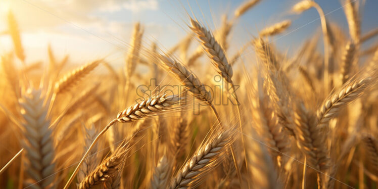 A wheat field waving in the wind, field background - Starpik Stock