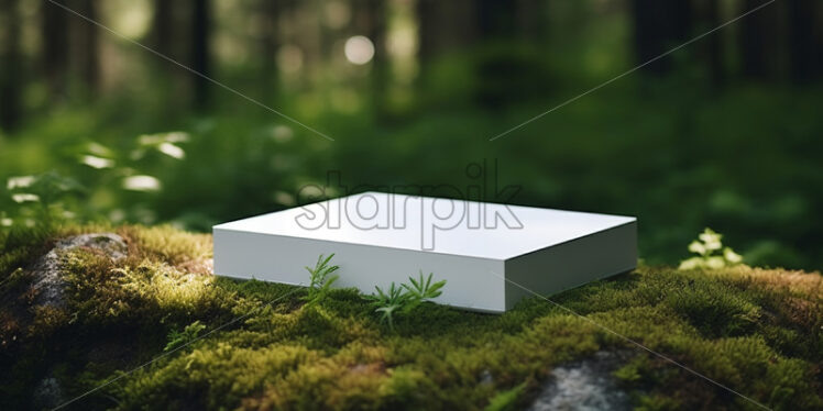 A white box, mockup design, in the forest - Starpik Stock