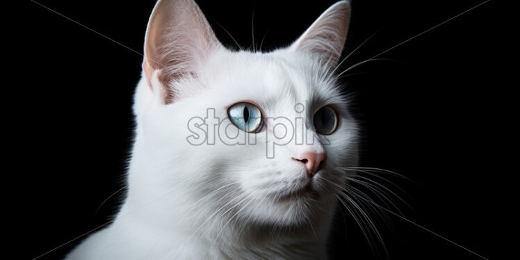 A white cat on a black background - Starpik Stock