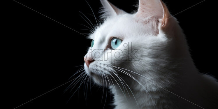 A white cat on a black background - Starpik Stock