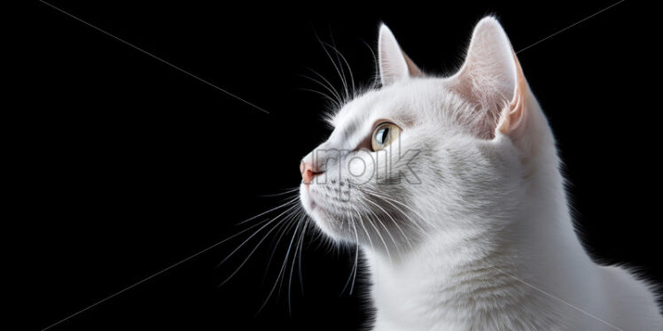 A white cat on a black background - Starpik Stock