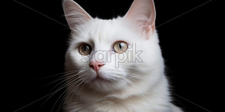 A white cat on a black background - Starpik Stock