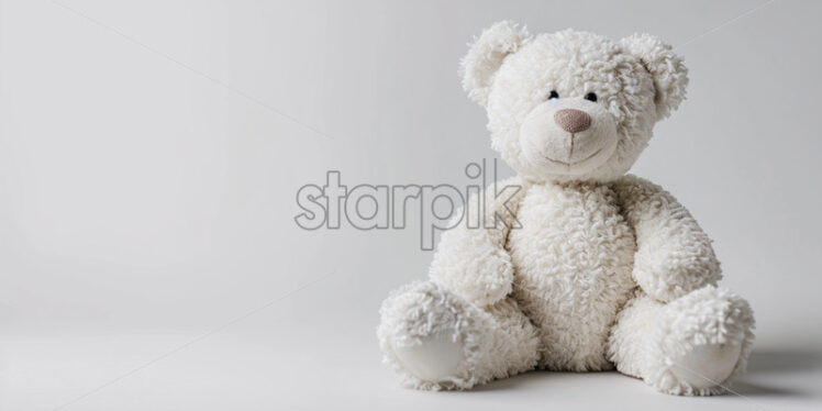 A white teddy bear on a white background - Starpik Stock