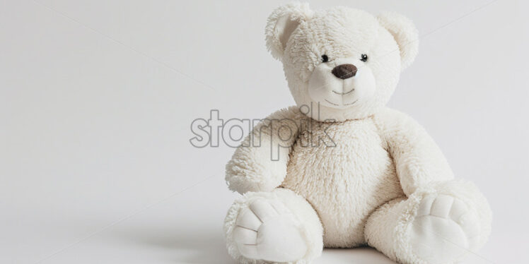 A white teddy bear on a white background - Starpik Stock