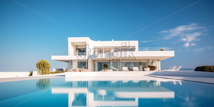 A white villa with a swimming pool - Starpik Stock