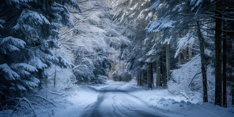 A winter road through the forest - Starpik Stock