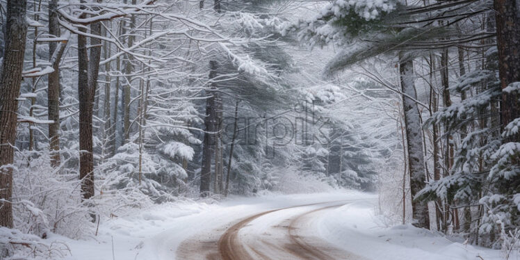 A winter road through the forest - Starpik Stock