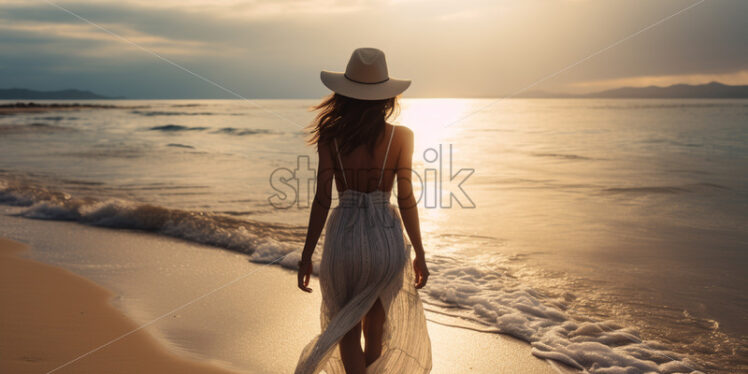 A woman walking on the beach - Starpik Stock