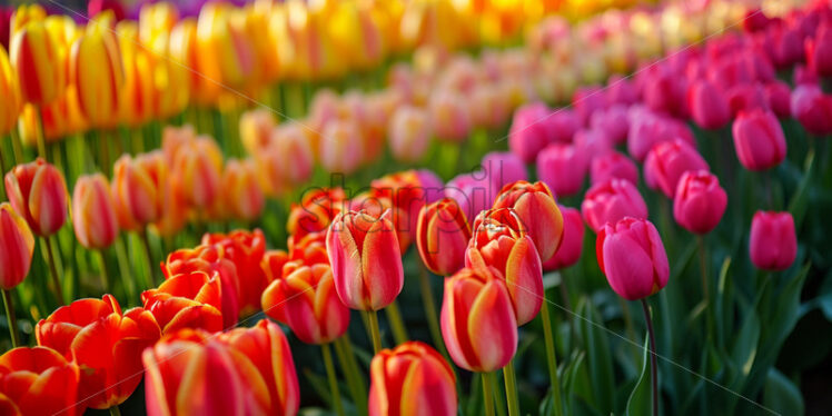 A wonderful garden with tulips of different colors - Starpik Stock