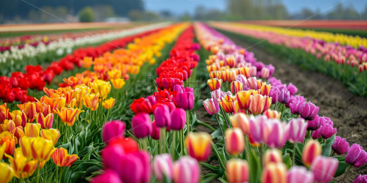 A wonderful garden with tulips of different colors - Starpik Stock