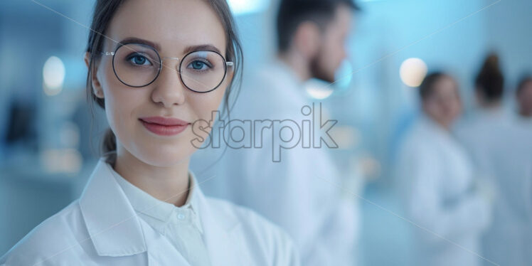 A young girl in a performing laboratory - Starpik Stock