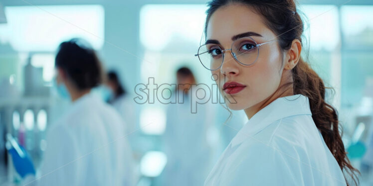 A young girl in a performing laboratory - Starpik Stock